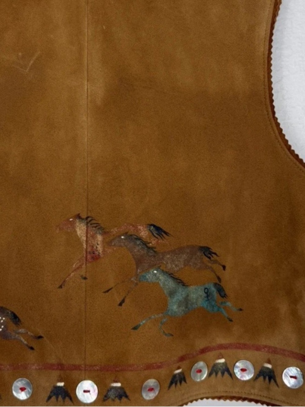 Patricia Wolf handmade Leather Horse Vest Hand Painted Horses Indian Ponies EUC - Picture 3 of 8
